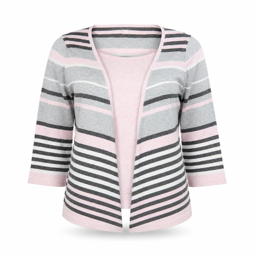 Country Casuals Womens Pink Round Neck Striped Viscose Pullover Jumper Size S