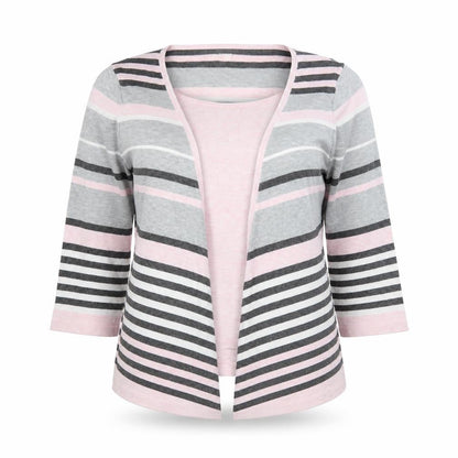 Country Casuals Womens Pink Round Neck Striped Viscose Pullover Jumper Size S