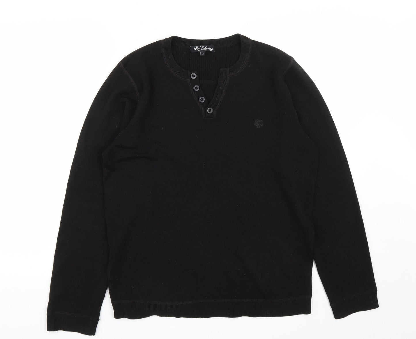 Debenhams Mens Black V-Neck  Acrylic Pullover Jumper Size M