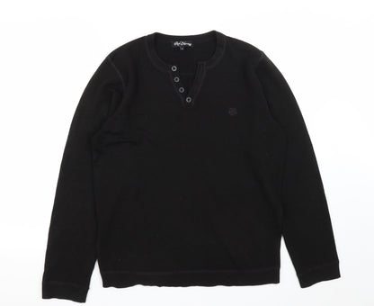 Debenhams Mens Black V-Neck  Acrylic Pullover Jumper Size M