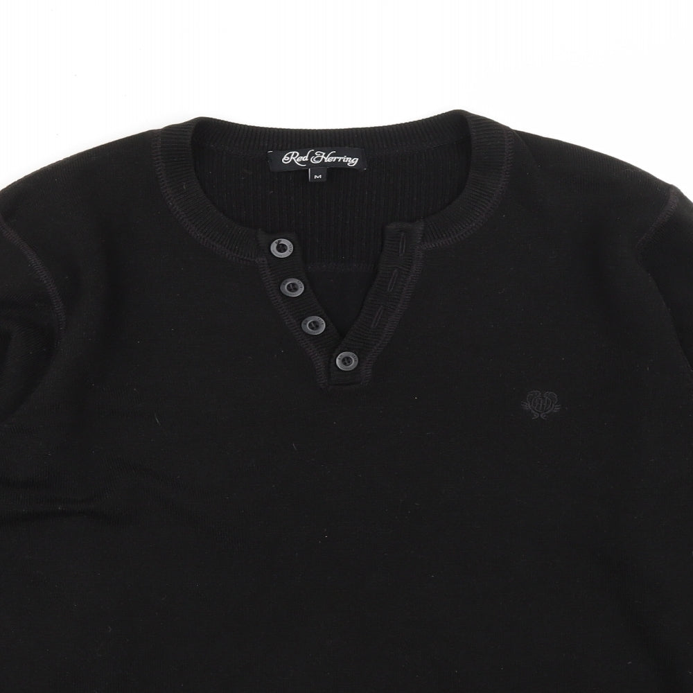 Debenhams Mens Black V-Neck  Acrylic Pullover Jumper Size M