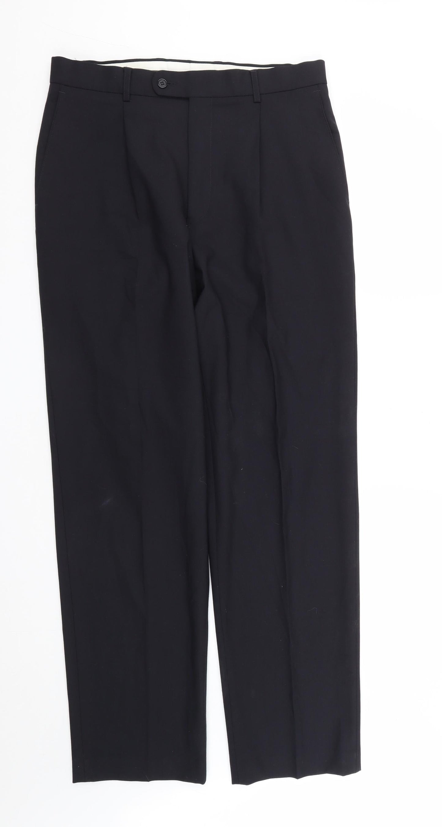 BHS Mens Blue  Polyester Trousers  Size 34 in L33 in Regular Zip