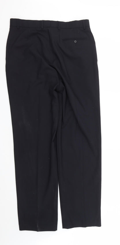 BHS Mens Blue  Polyester Trousers  Size 34 in L33 in Regular Zip