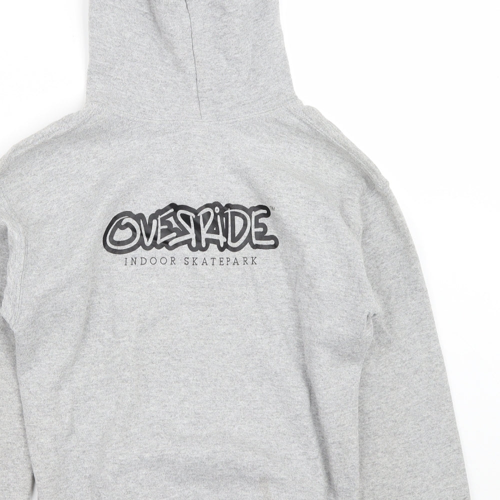 OverRide Boys Grey  Cotton Pullover Hoodie Size M   - OverRide SkatePark