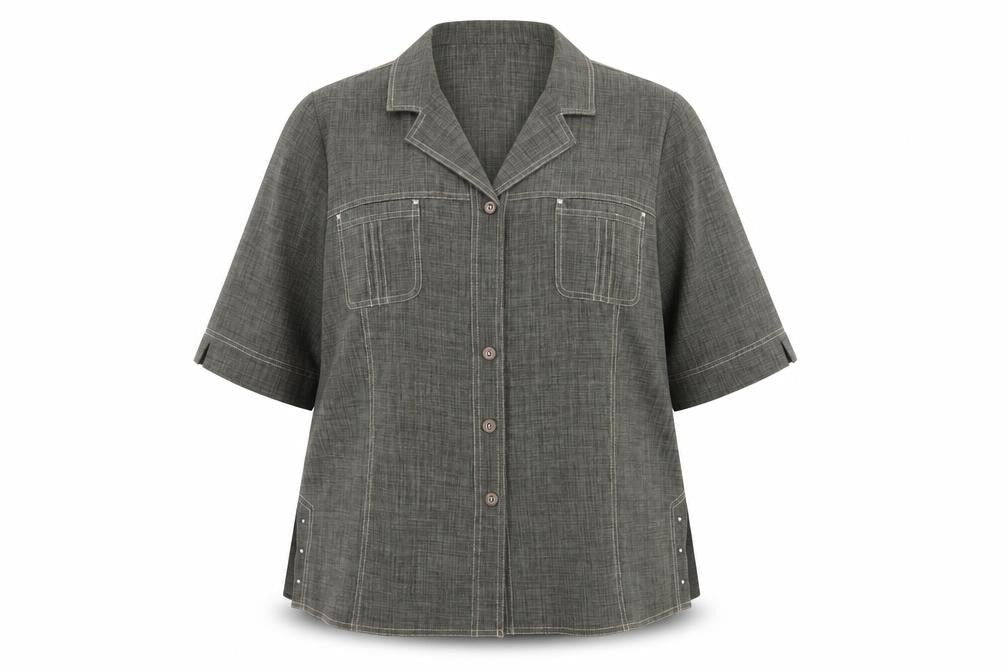 Womens UK Size 18 Oscar B Green Basic Button-Up