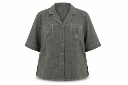 Womens UK Size 18 Oscar B Green Basic Button-Up