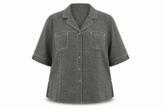 Womens UK Size 18 Oscar B Green Basic Button-Up