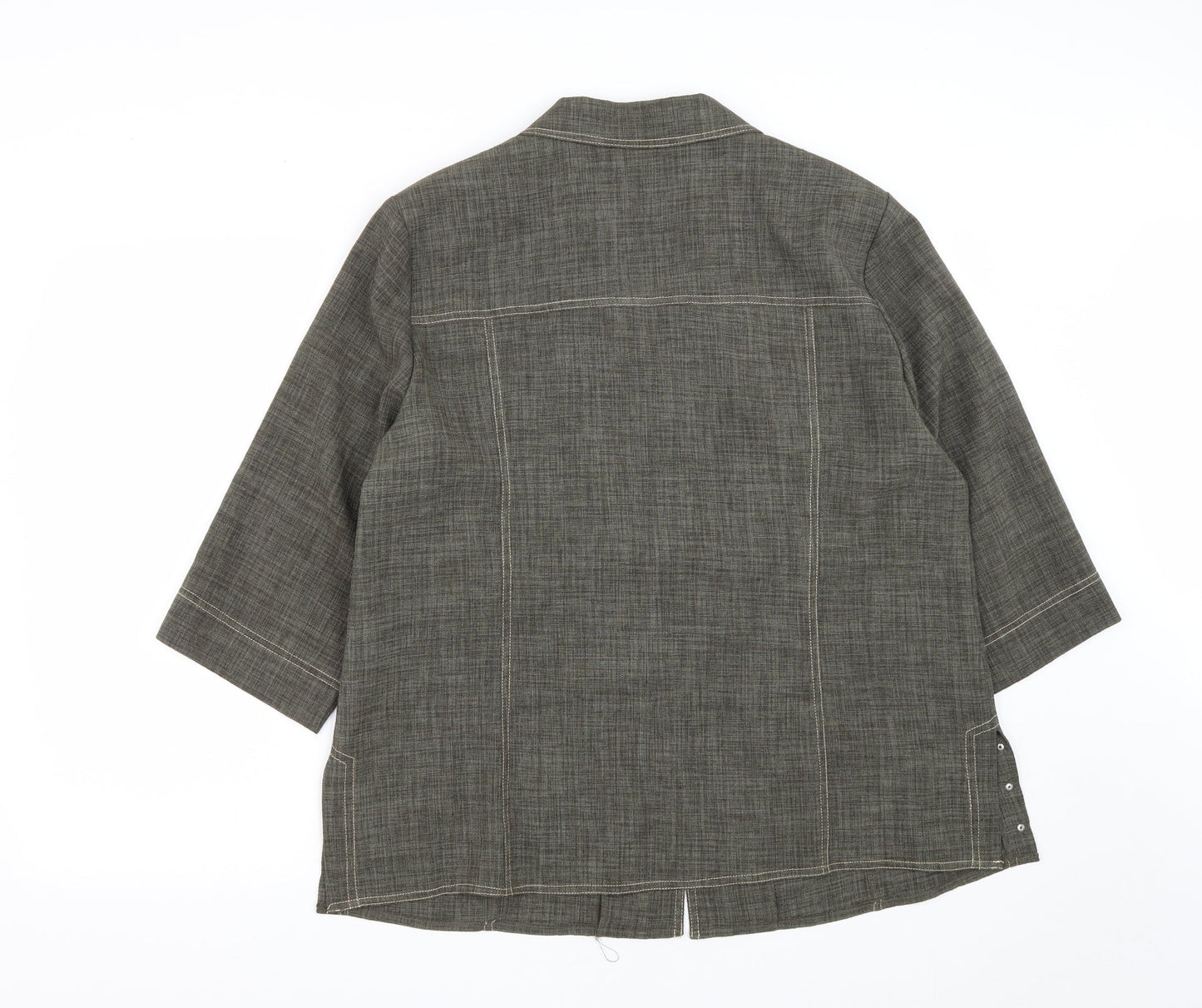 Oscar B Womens Green  Polyester Basic Button-Up Size 18 Collared