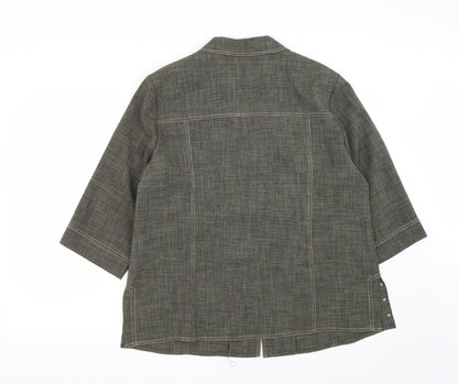 Oscar B Womens Green  Polyester Basic Button-Up Size 18 Collared