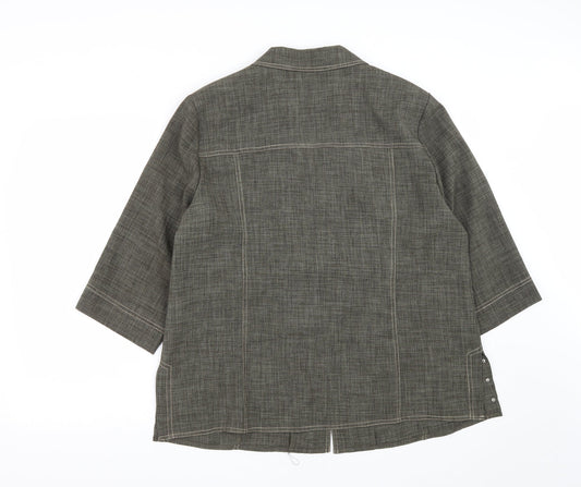 Oscar B Womens Green  Polyester Basic Button-Up Size 18 Collared