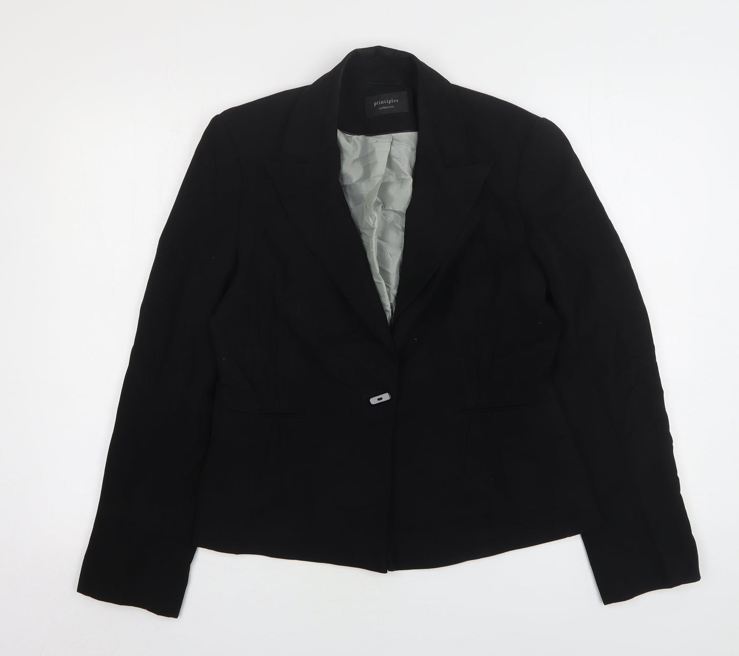 Principles Womens Black  Polyester Jacket Blazer Size 12