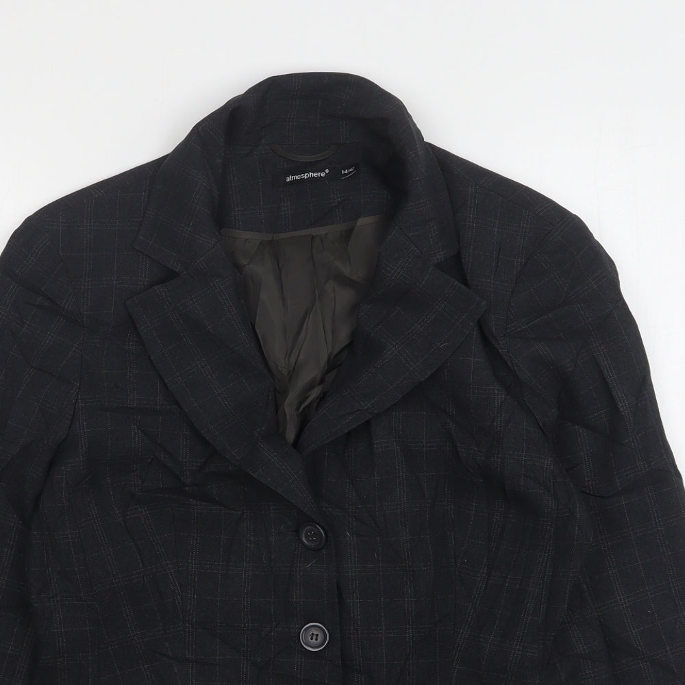 Atmosphere Womens Grey Check Polyester Jacket Suit Jacket Size 14