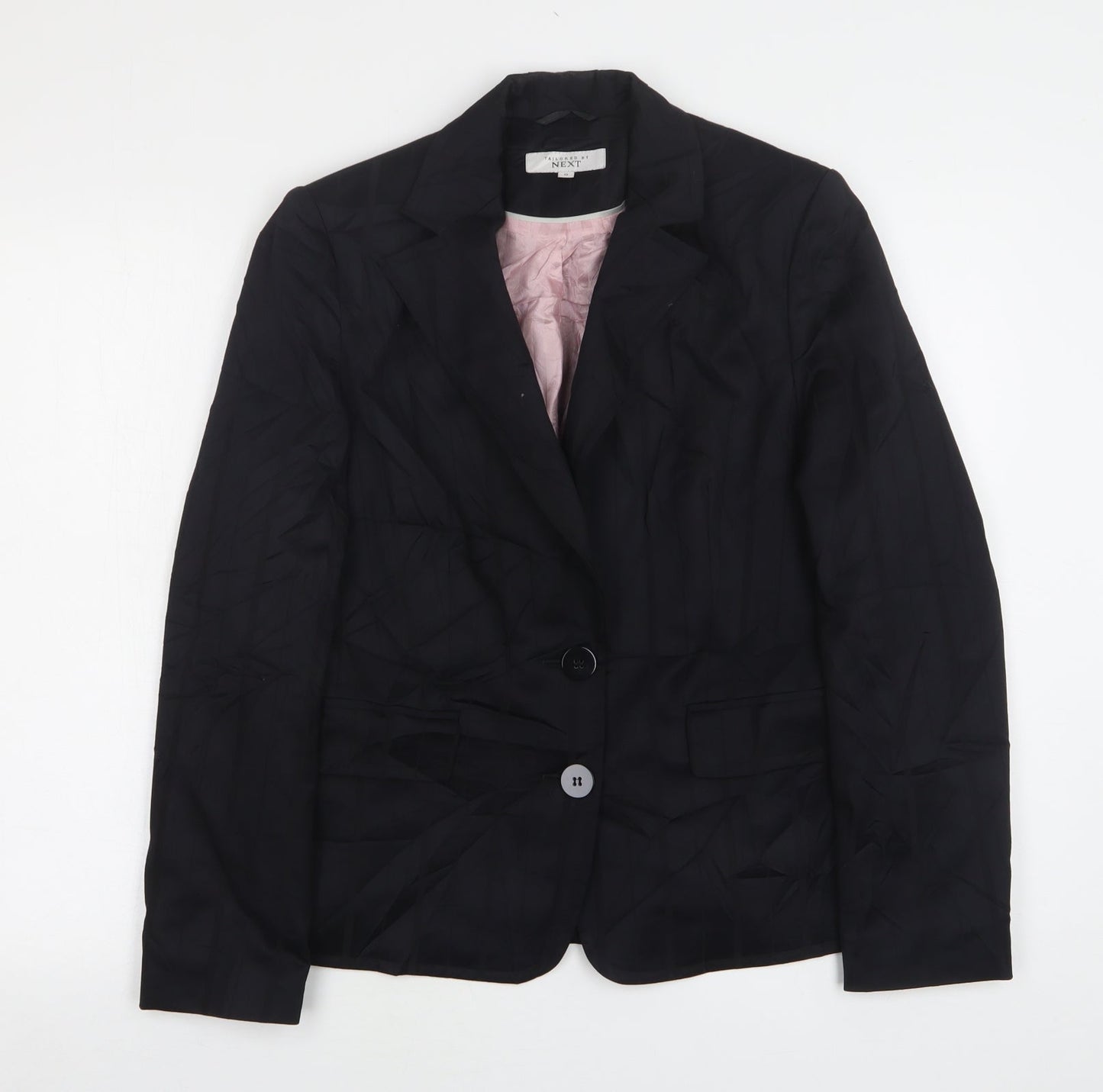 NEXT Womens Black Striped Polyester Jacket Suit Jacket Size 12