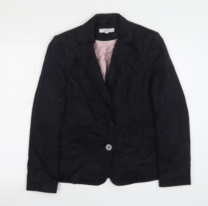 NEXT Womens Black Striped Polyester Jacket Suit Jacket Size 12