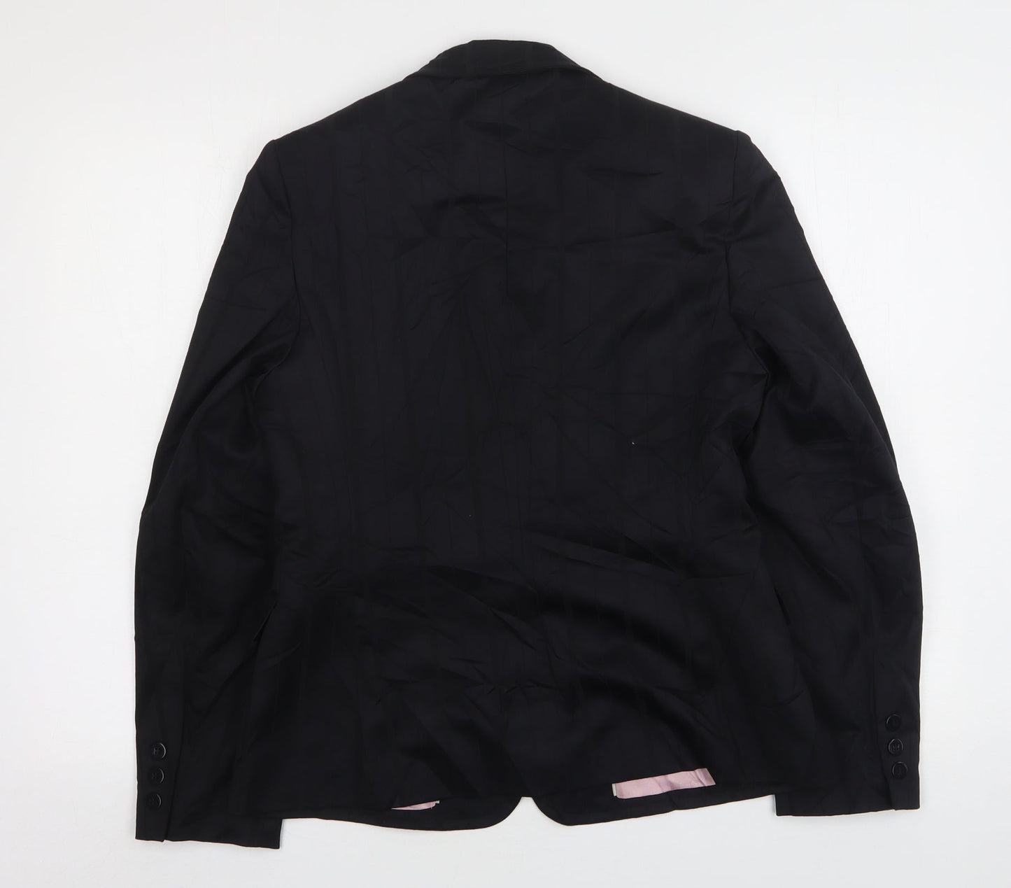 NEXT Womens Black Striped Polyester Jacket Suit Jacket Size 12