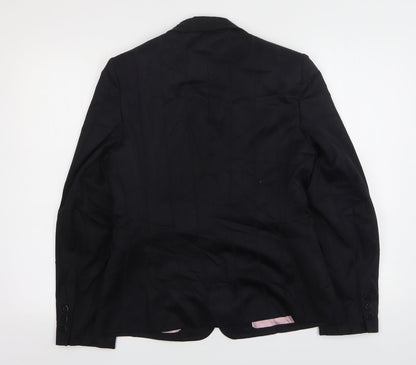NEXT Womens Black Striped Polyester Jacket Suit Jacket Size 12