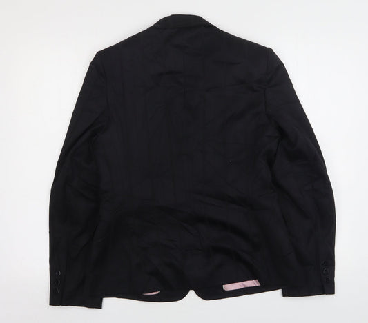 NEXT Womens Black Striped Polyester Jacket Suit Jacket Size 12