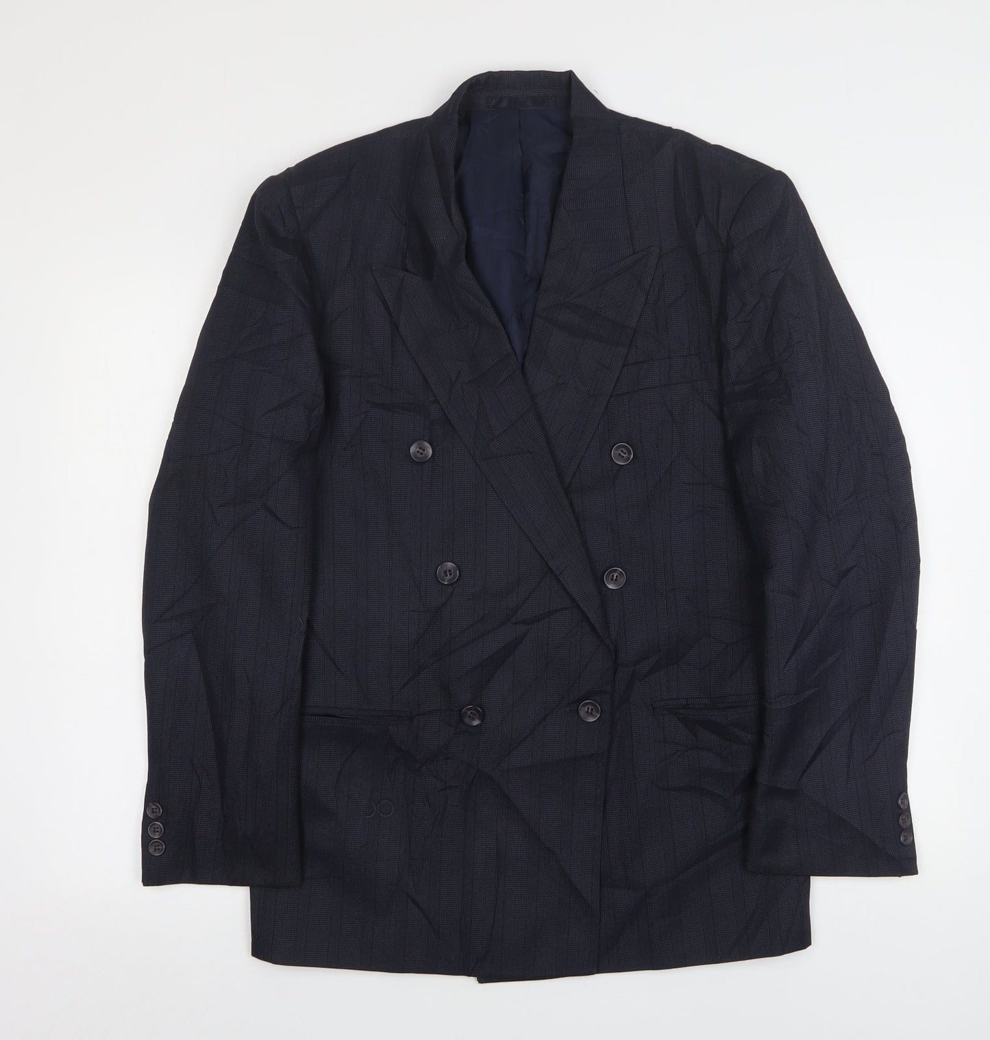 Quality Menswear Mens Blue Striped Polyester Jacket Suit Jacket Size 36
