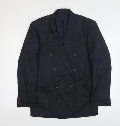 Quality Menswear Mens Blue Striped Polyester Jacket Suit Jacket Size 36