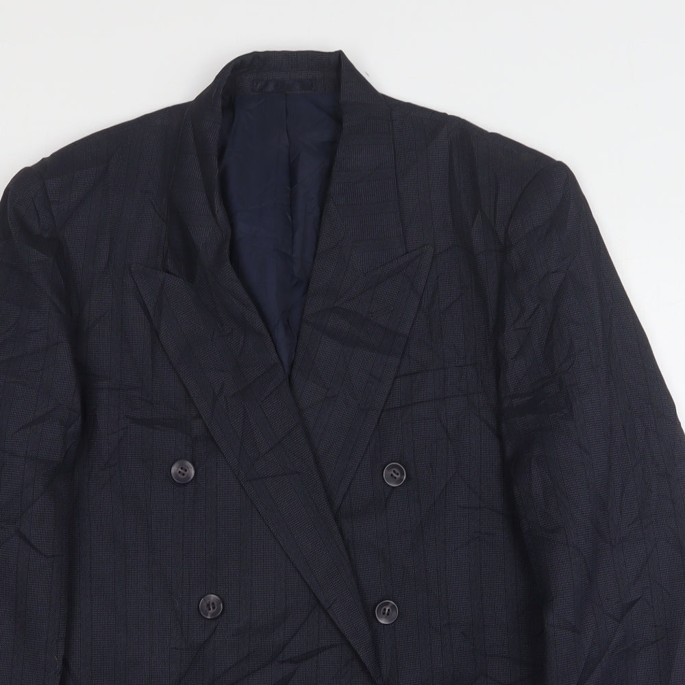 Quality Menswear Mens Blue Striped Polyester Jacket Suit Jacket Size 36