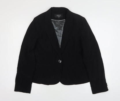 Papaya Womens Black Striped Polyester Jacket Suit Jacket Size 14