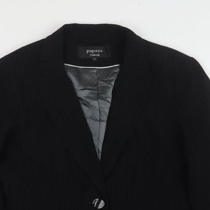 Papaya Womens Black Striped Polyester Jacket Suit Jacket Size 14