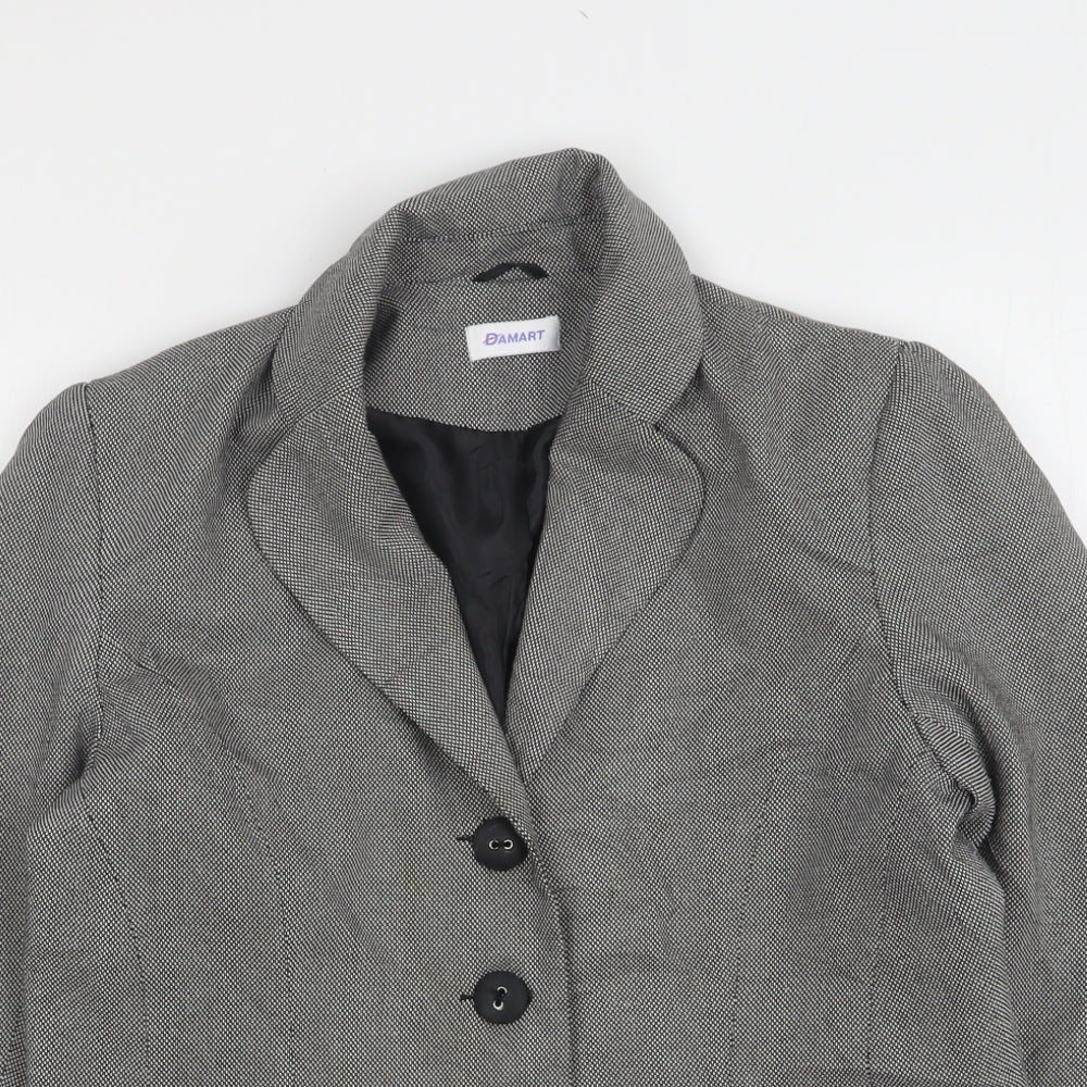 Damart Womens Grey Geometric Viscose Jacket Blazer Size 12