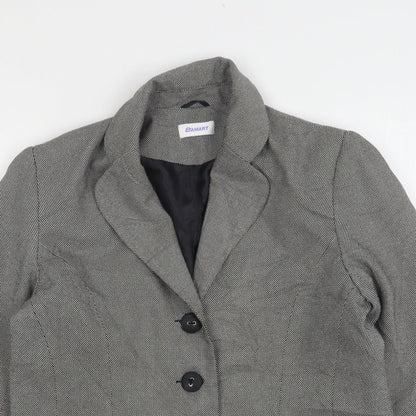 Damart Womens Grey Geometric Viscose Jacket Blazer Size 12