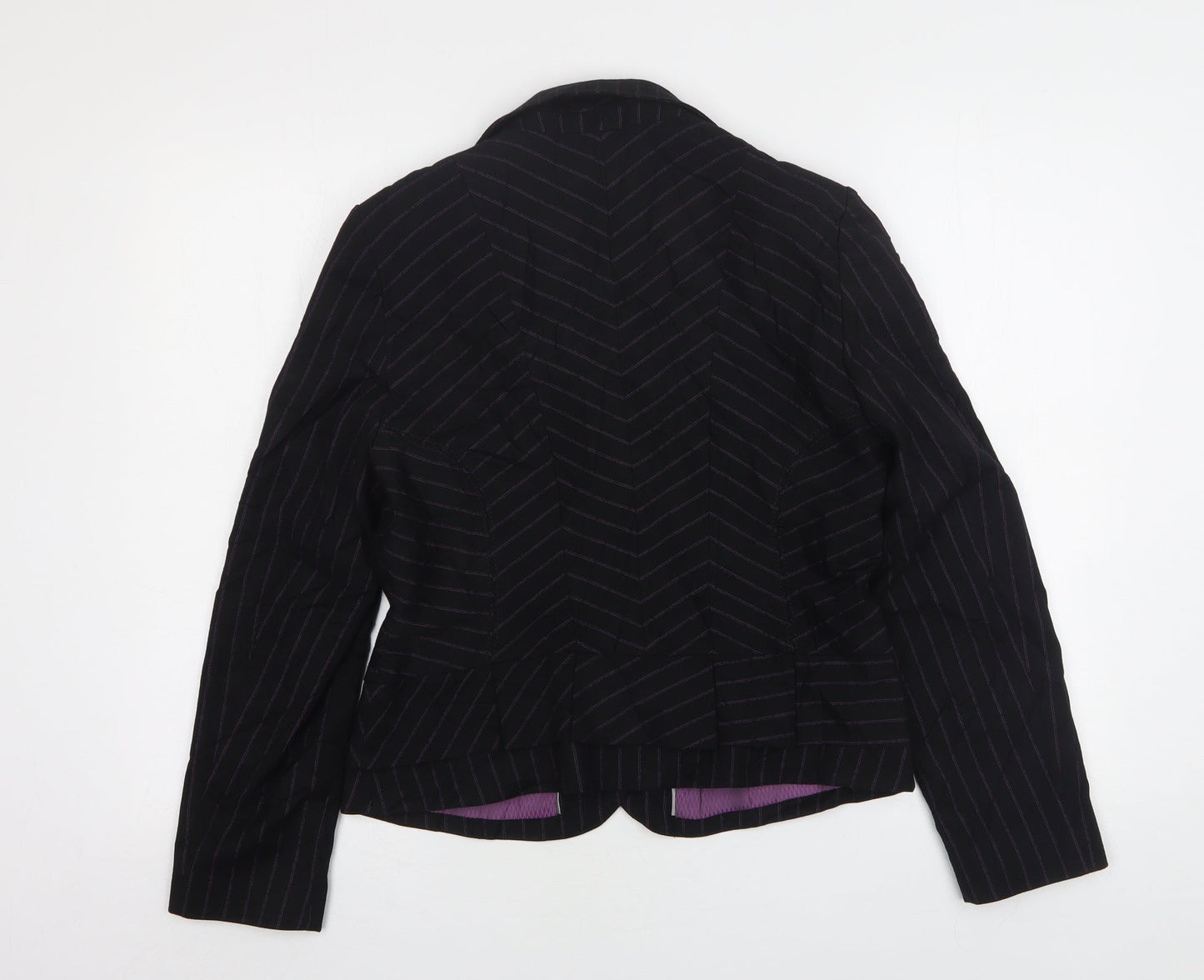 NEXT Womens Blue Striped Polyester Jacket Suit Jacket Size 12