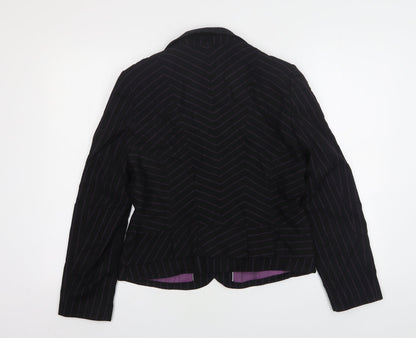 NEXT Womens Blue Striped Polyester Jacket Suit Jacket Size 12