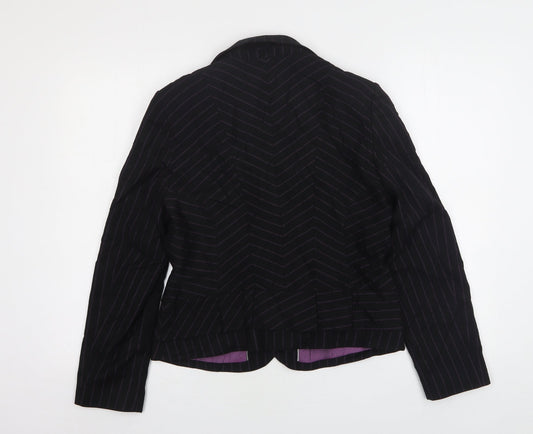 NEXT Womens Blue Striped Polyester Jacket Suit Jacket Size 12