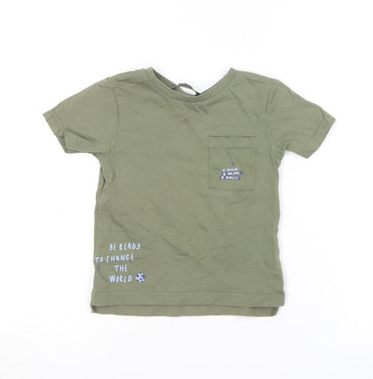 George Baby Green  Cotton Basic T-Shirt Size 12-18 Months Round Neck  - Be Awesome