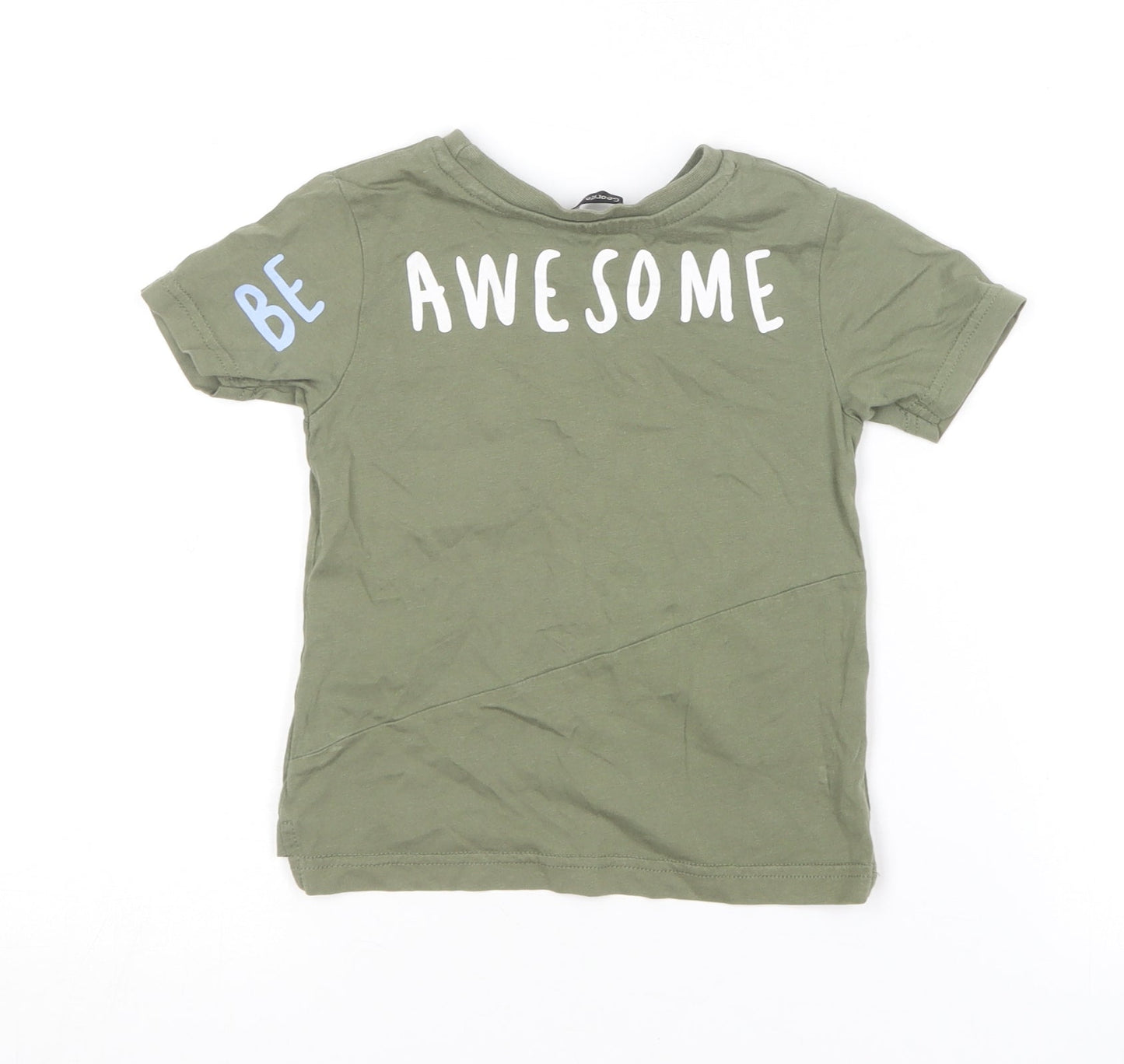 George Baby Green  Cotton Basic T-Shirt Size 12-18 Months Round Neck  - Be Awesome