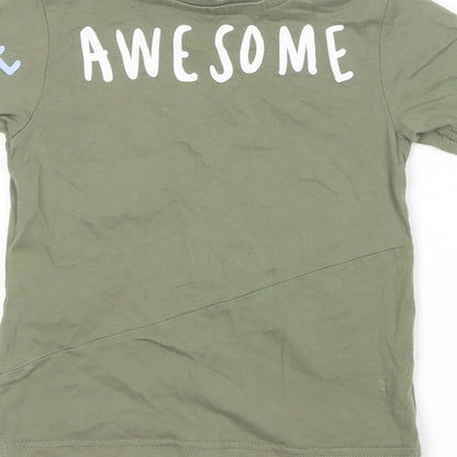 George Baby Green  Cotton Basic T-Shirt Size 12-18 Months Round Neck  - Be Awesome