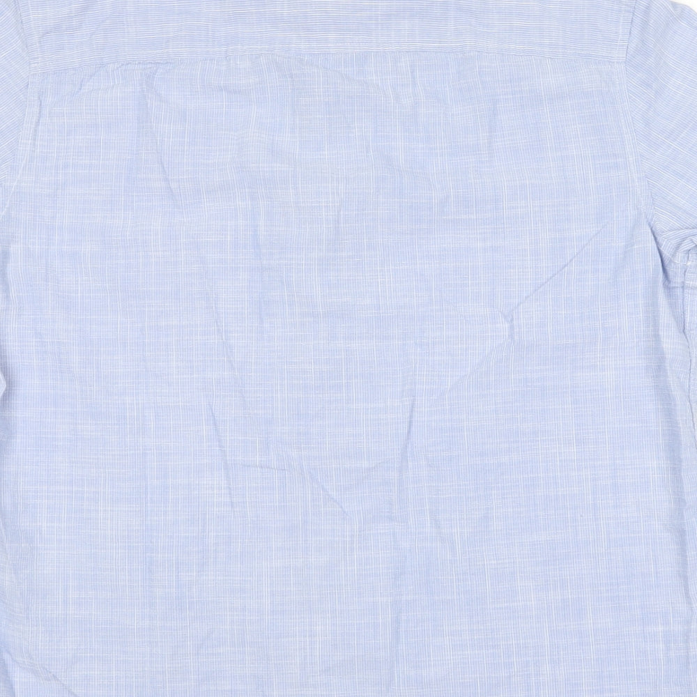 TU Mens Blue  Cotton  Button-Up Size M Collared