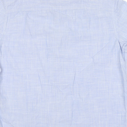 TU Mens Blue  Cotton  Button-Up Size M Collared