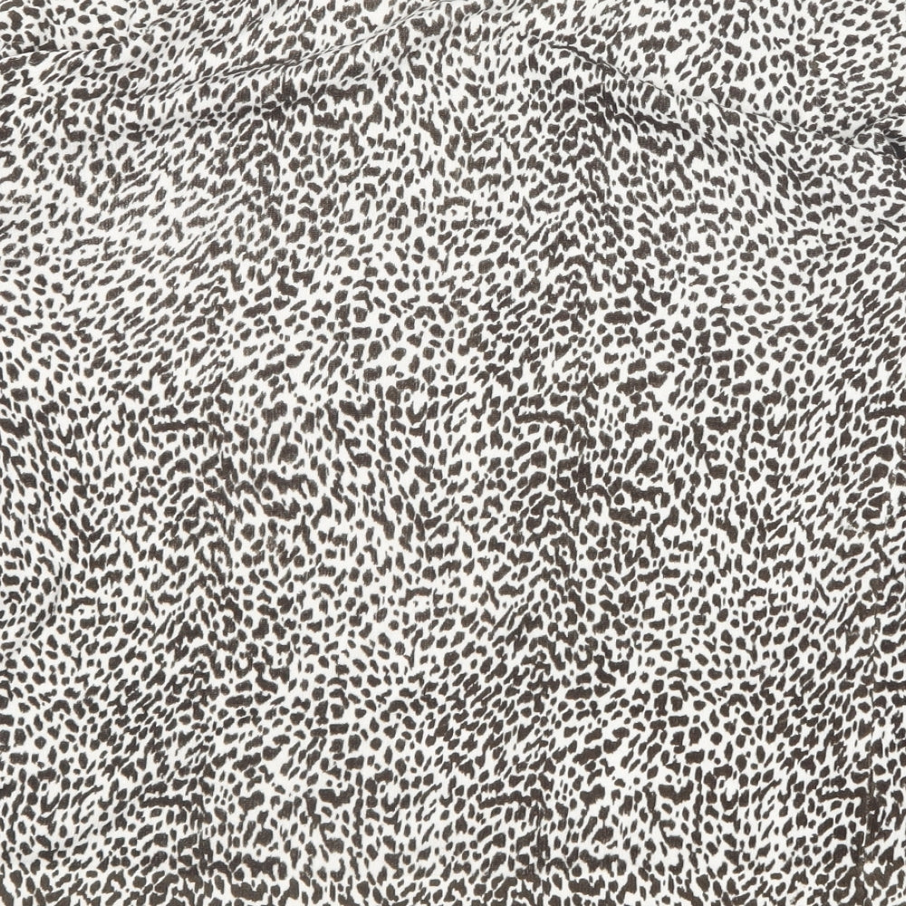 BHS Womens Brown Round Neck Animal Print Acrylic Cardigan Jumper Size 12