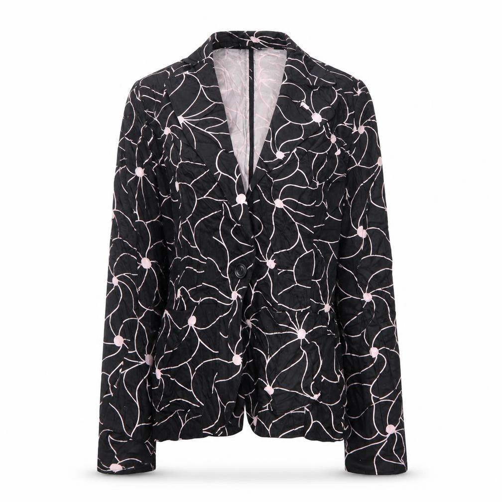 Warehouse Womens Black Floral  Jacket Blazer Size 10