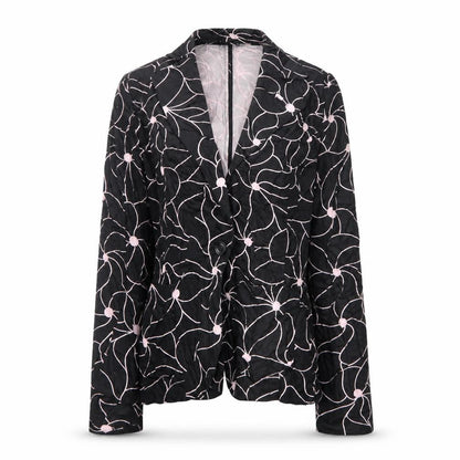 Warehouse Womens Black Floral  Jacket Blazer Size 10
