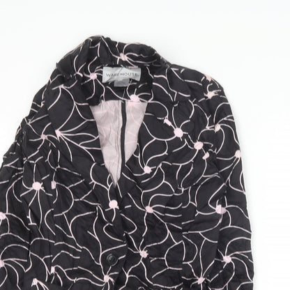 Warehouse Womens Black Floral  Jacket Blazer Size 10