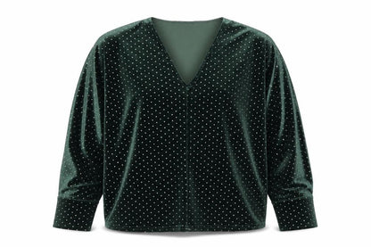 Gallery Womens Green V-Neck  Polyester Pullover Jumper Size L
