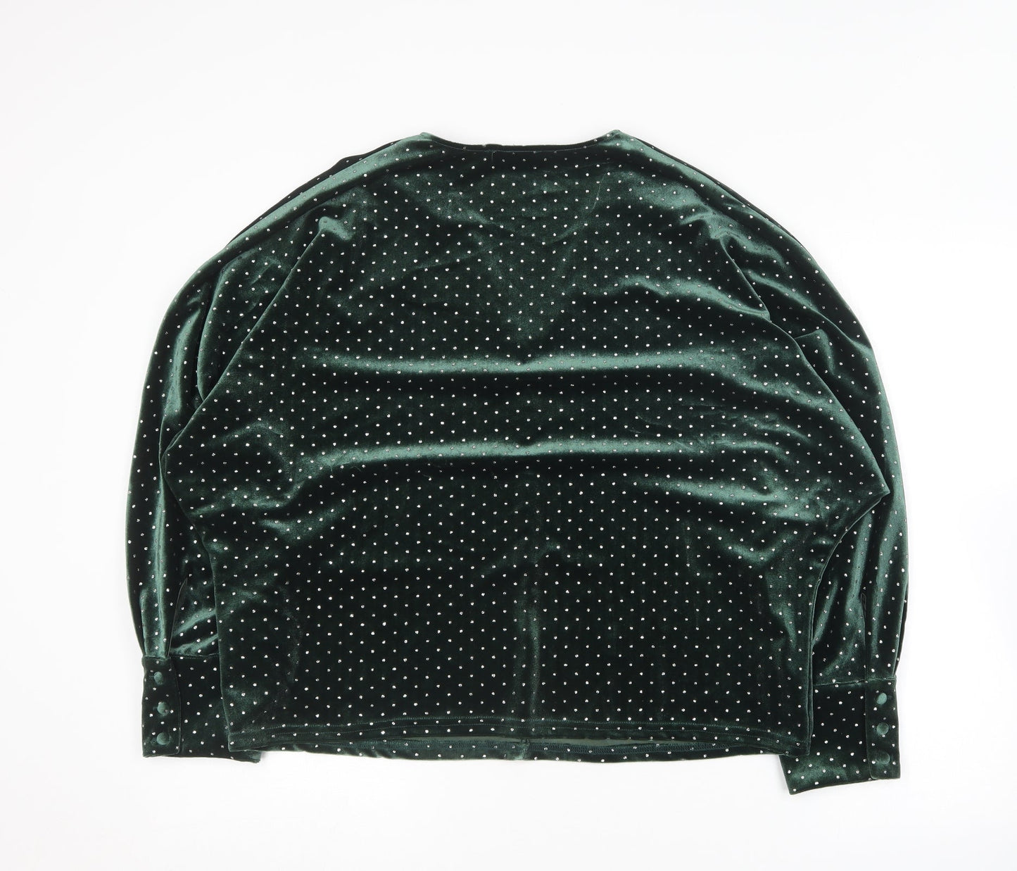 Gallery Womens Green V-Neck  Polyester Pullover Jumper Size L