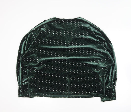 Gallery Womens Green V-Neck  Polyester Pullover Jumper Size L