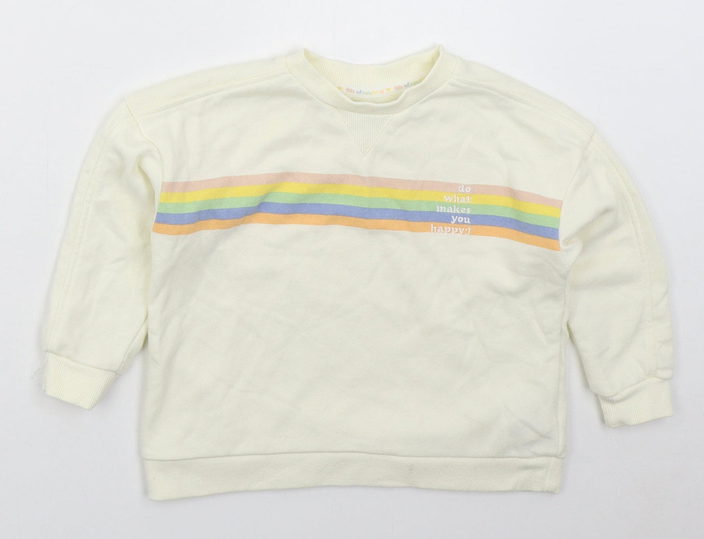 Primark Girls Ivory Striped Cotton Pullover Sweatshirt Size 4-5 Years  Pullover - Do What Makes You Happy