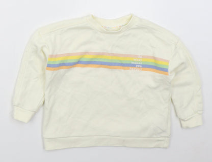 Primark Girls Ivory Striped Cotton Pullover Sweatshirt Size 4-5 Years  Pullover - Do What Makes You Happy