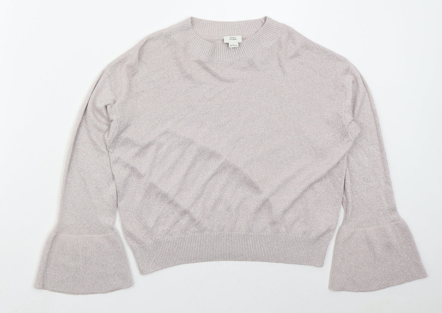 River Island Girls Pink Crew Neck  Viscose Pullover Jumper Size 9-10 Years  Pullover