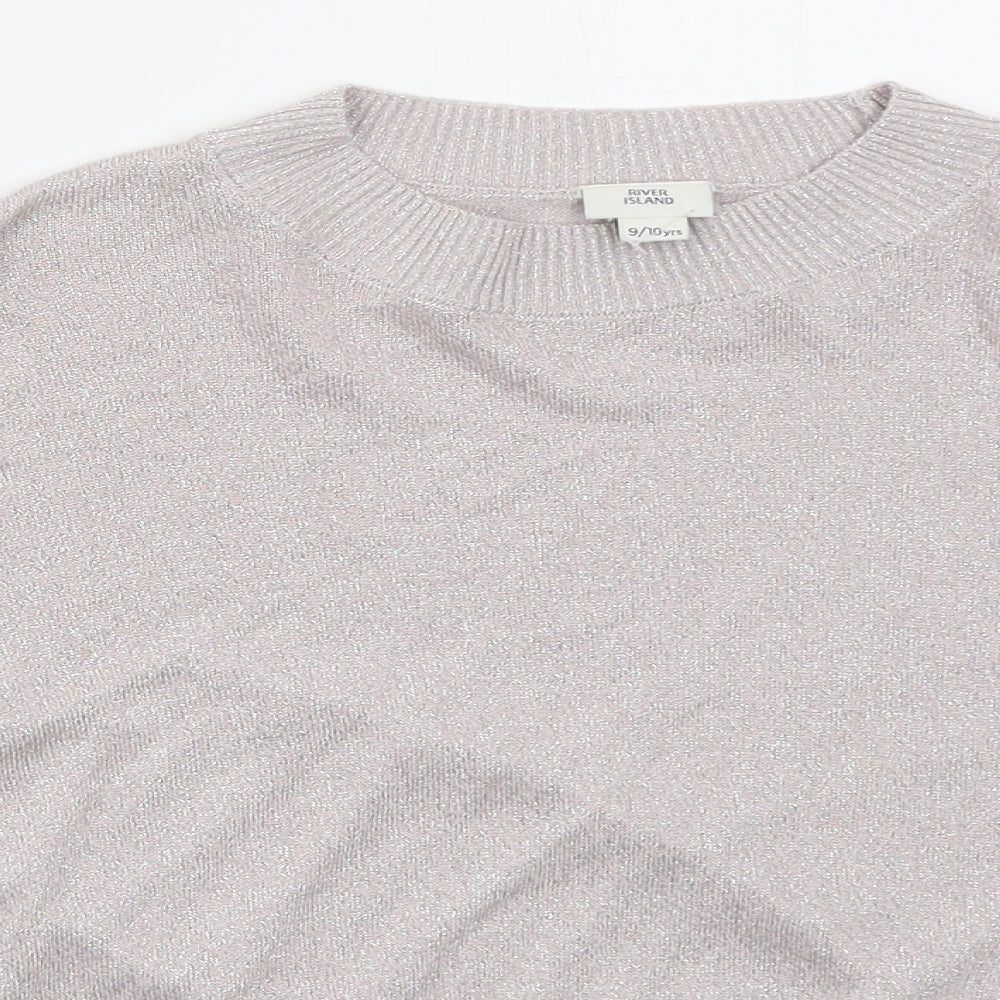 River Island Girls Pink Crew Neck  Viscose Pullover Jumper Size 9-10 Years  Pullover