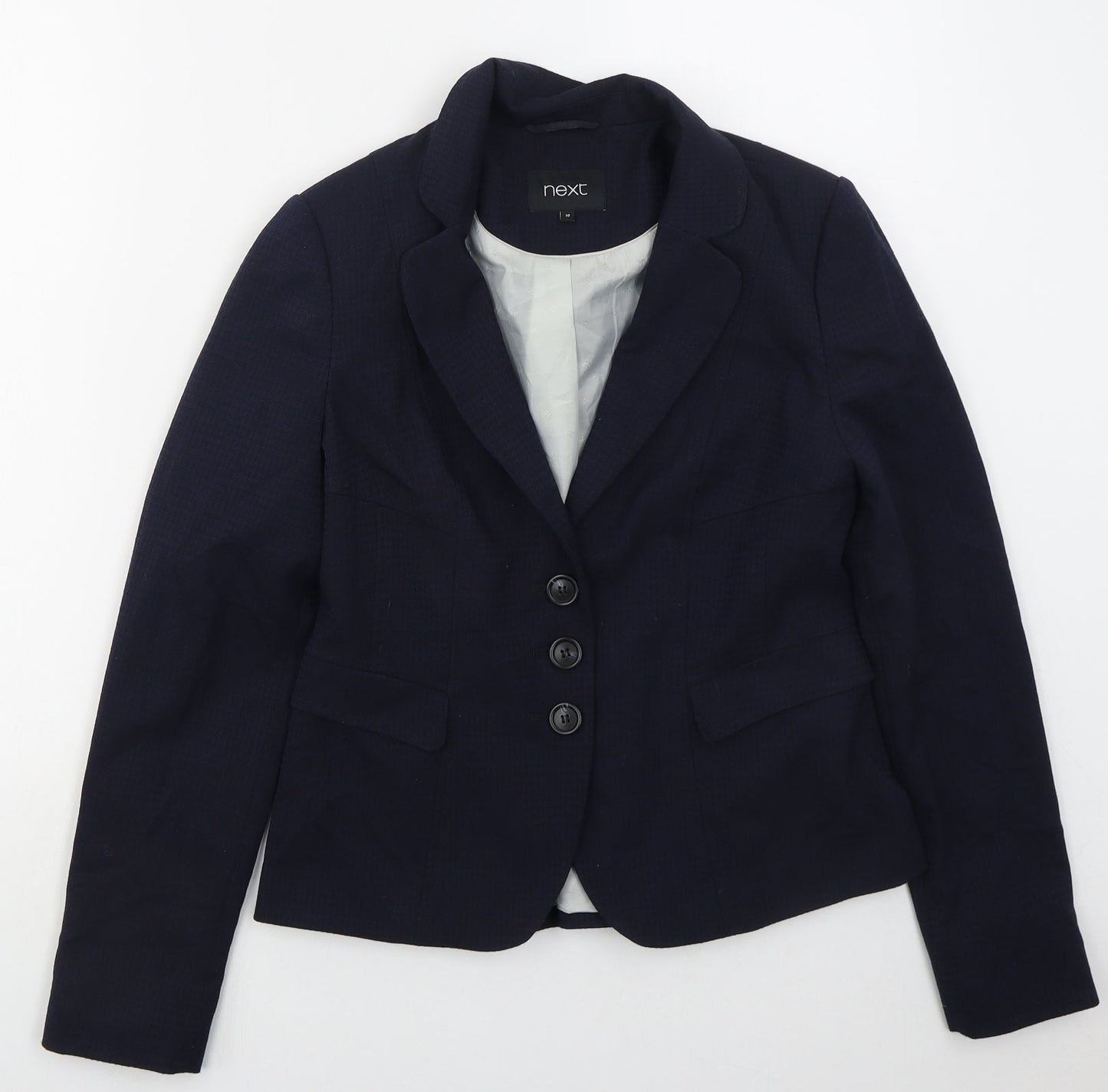 NEXT Womens Blue Houndstooth Polyester Jacket Suit Jacket Size 10