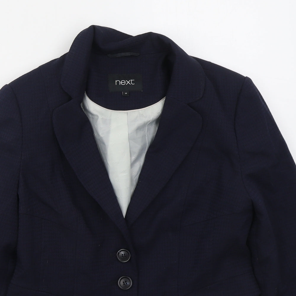 NEXT Womens Blue Houndstooth Polyester Jacket Suit Jacket Size 10