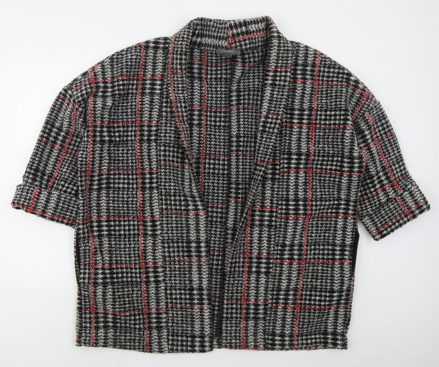 Primark Womens Grey Check  Jacket Coatigan Size 10